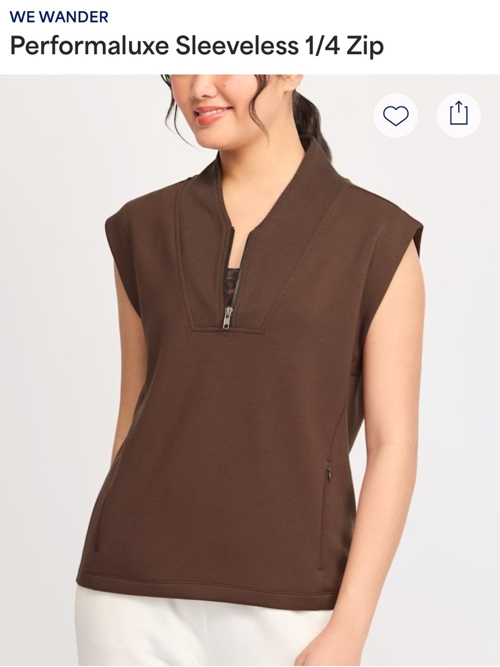 Wander Sleeveless 1/4 Zip Tank Top - Brown